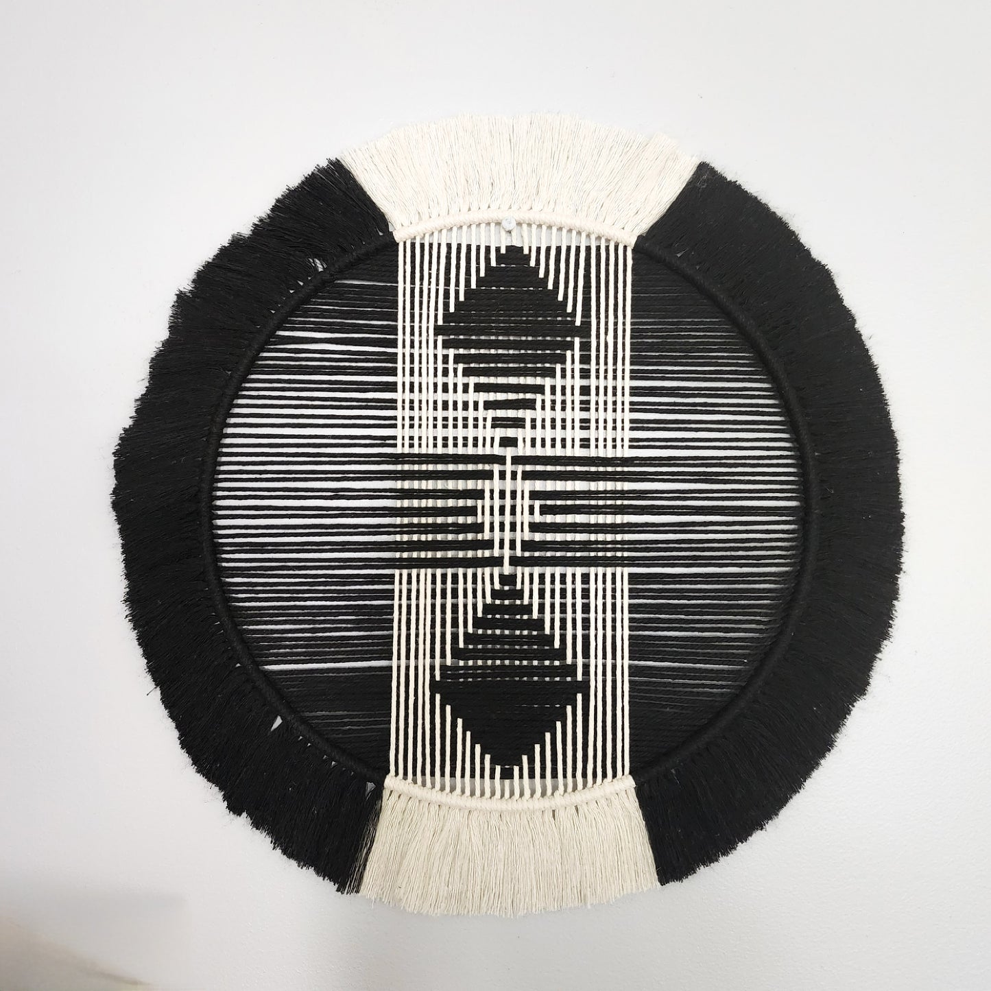 Handwoven macrame hoop Circle wall decor