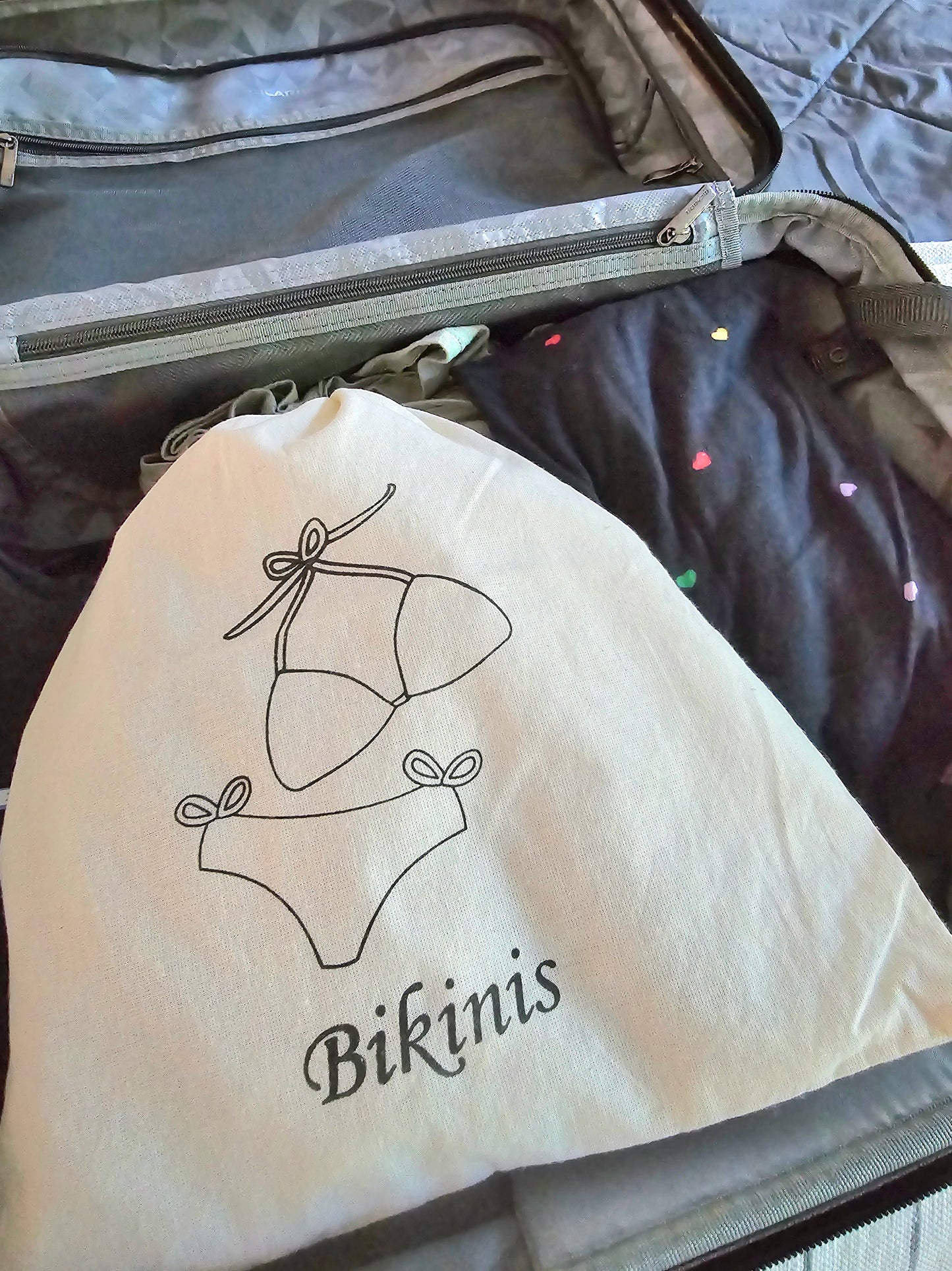 Cotton beach bag / Waterproof lined Swimwear Bag