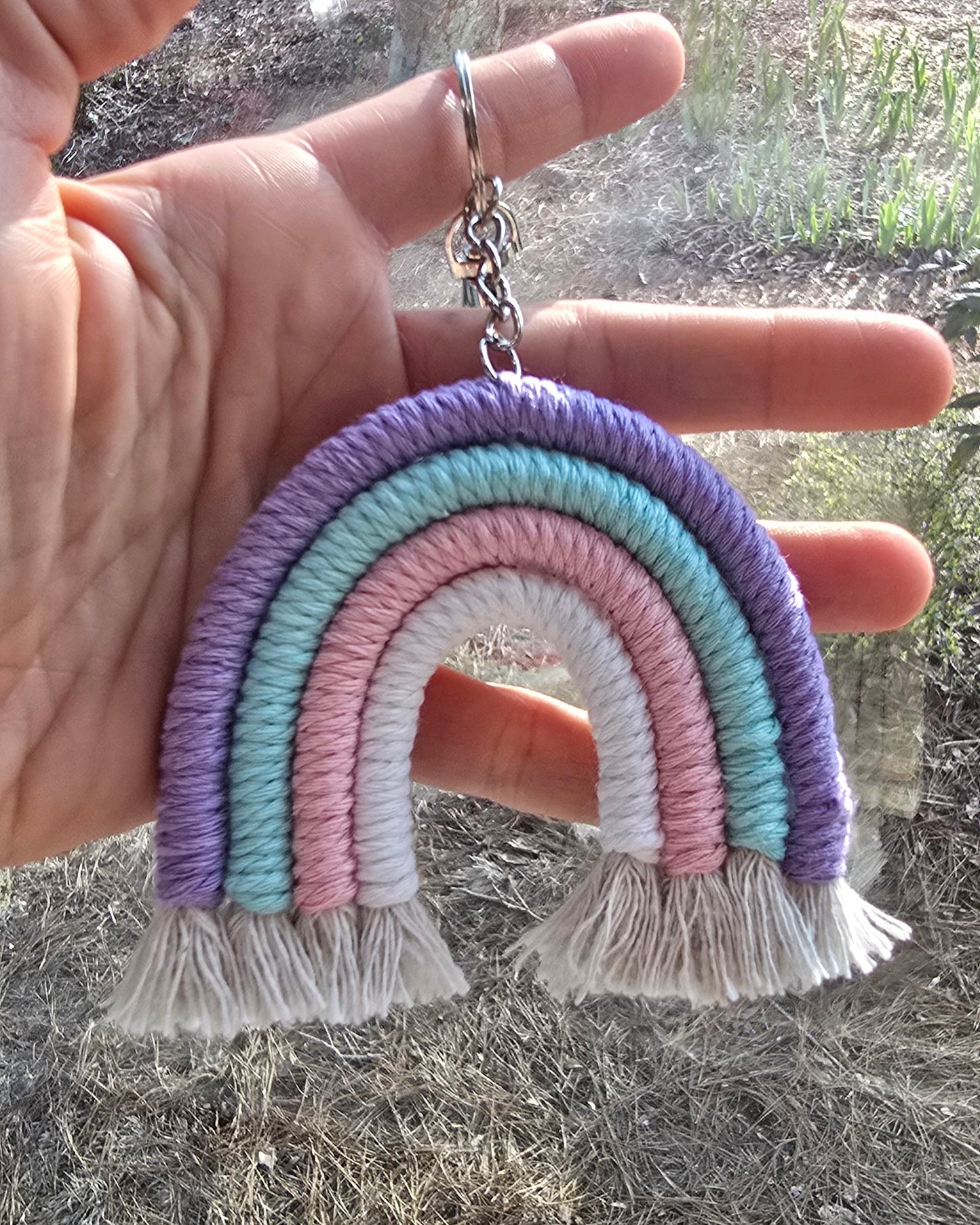 Macrame Rainbow Keychain