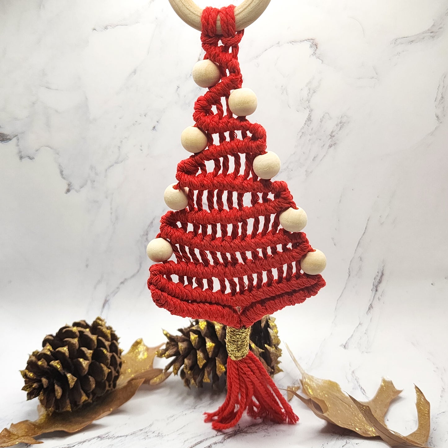 Handmade macrame tree ornament for Christmas decor