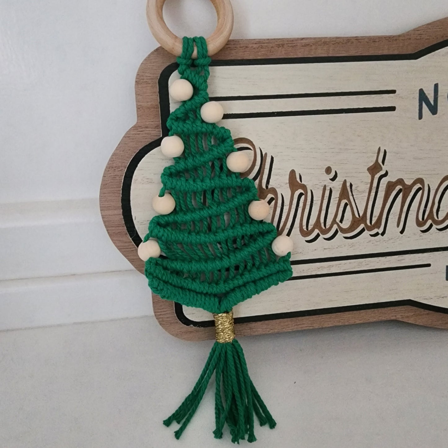 Cotton macrame Christmas tree holiday decoration
