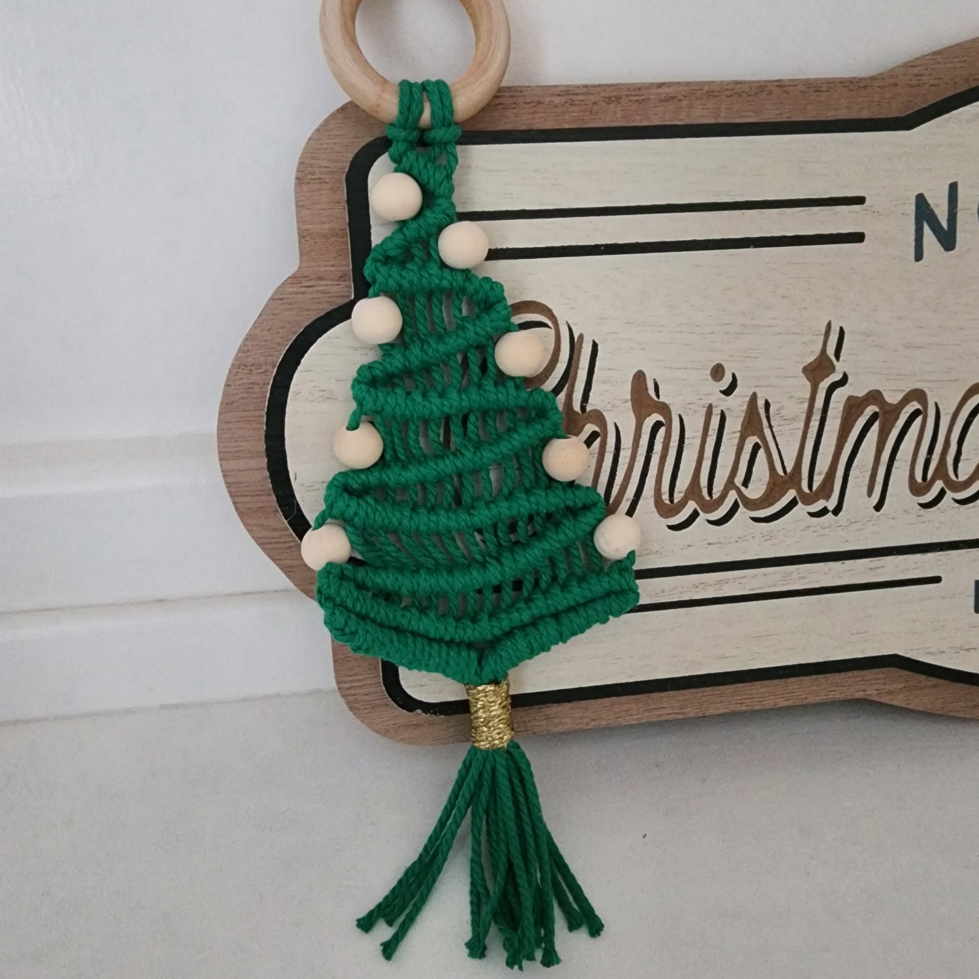 Cotton macrame Christmas tree holiday decoration