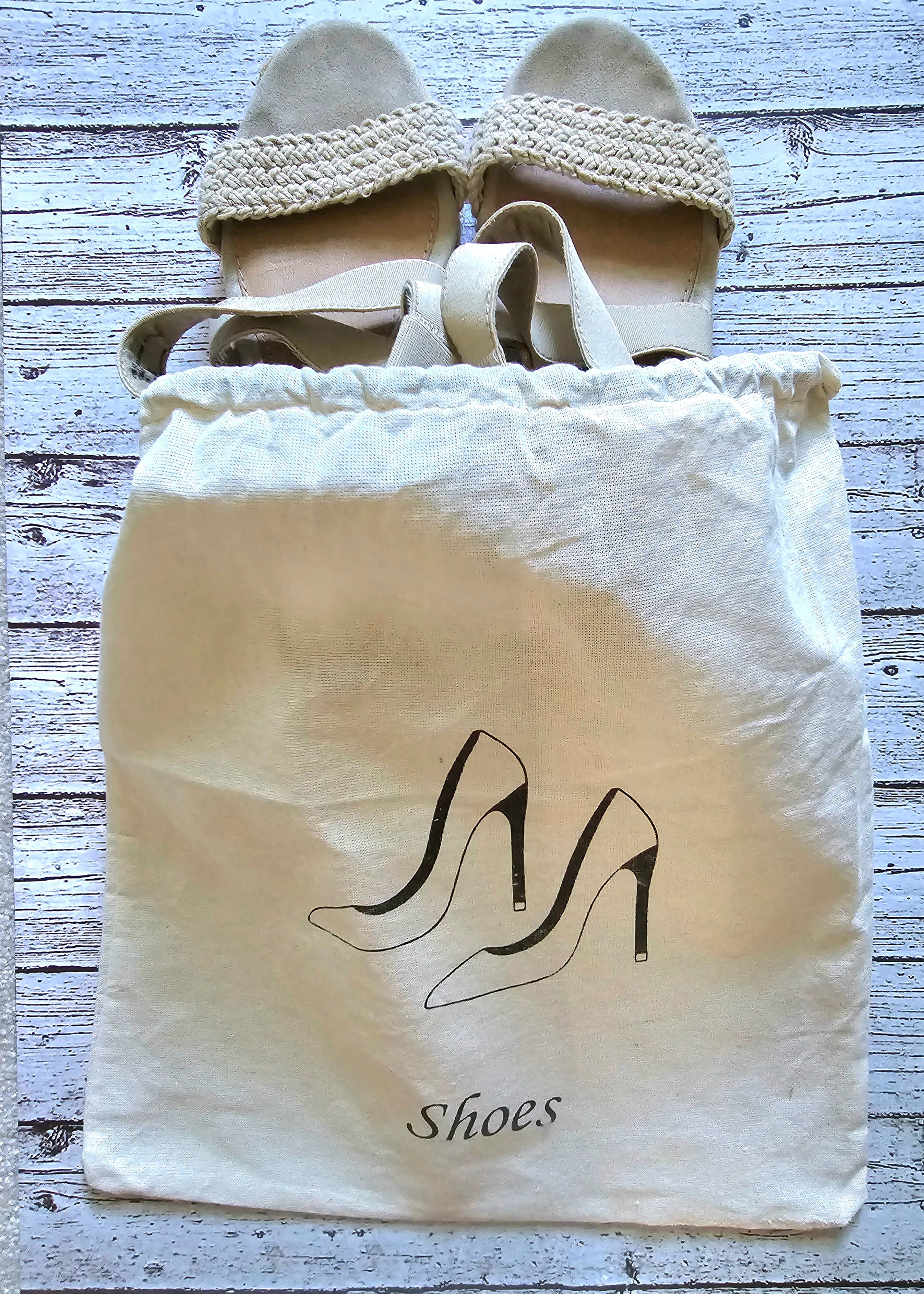 Reusable cotton shoe storage bag