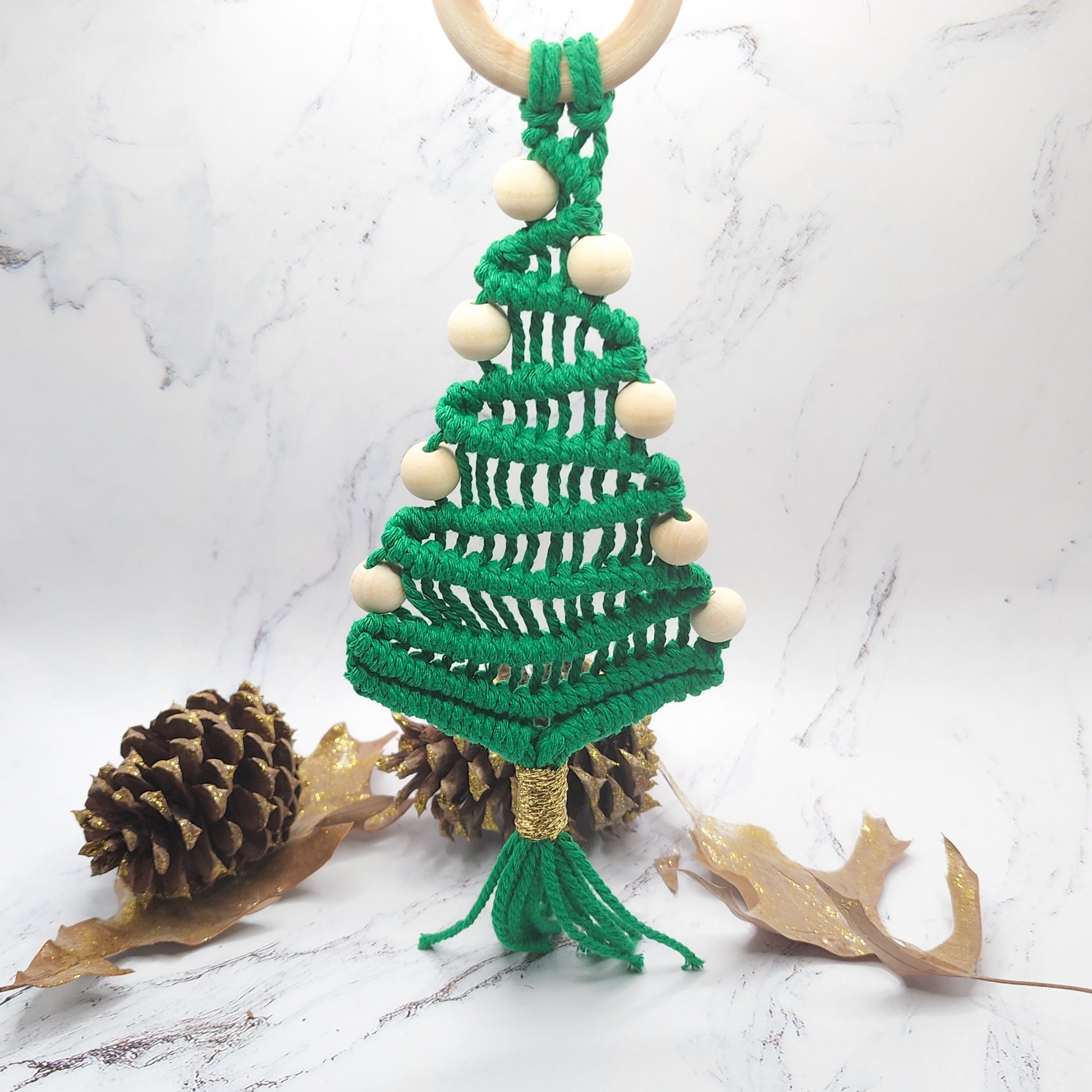 Cotton macrame Christmas tree holiday decoration