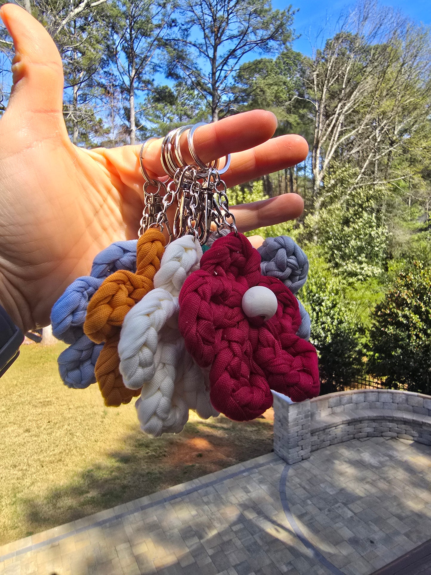 Handmade flower bag charm keychain