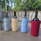 Handmade crochet wine holder with leather handle – eco-friendly gift for wine lovers-diffferent colors
