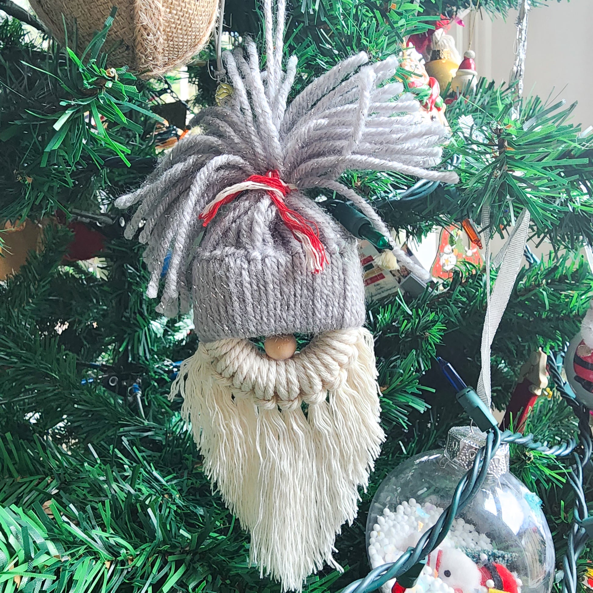 Cotton macrame Santa tree decoration