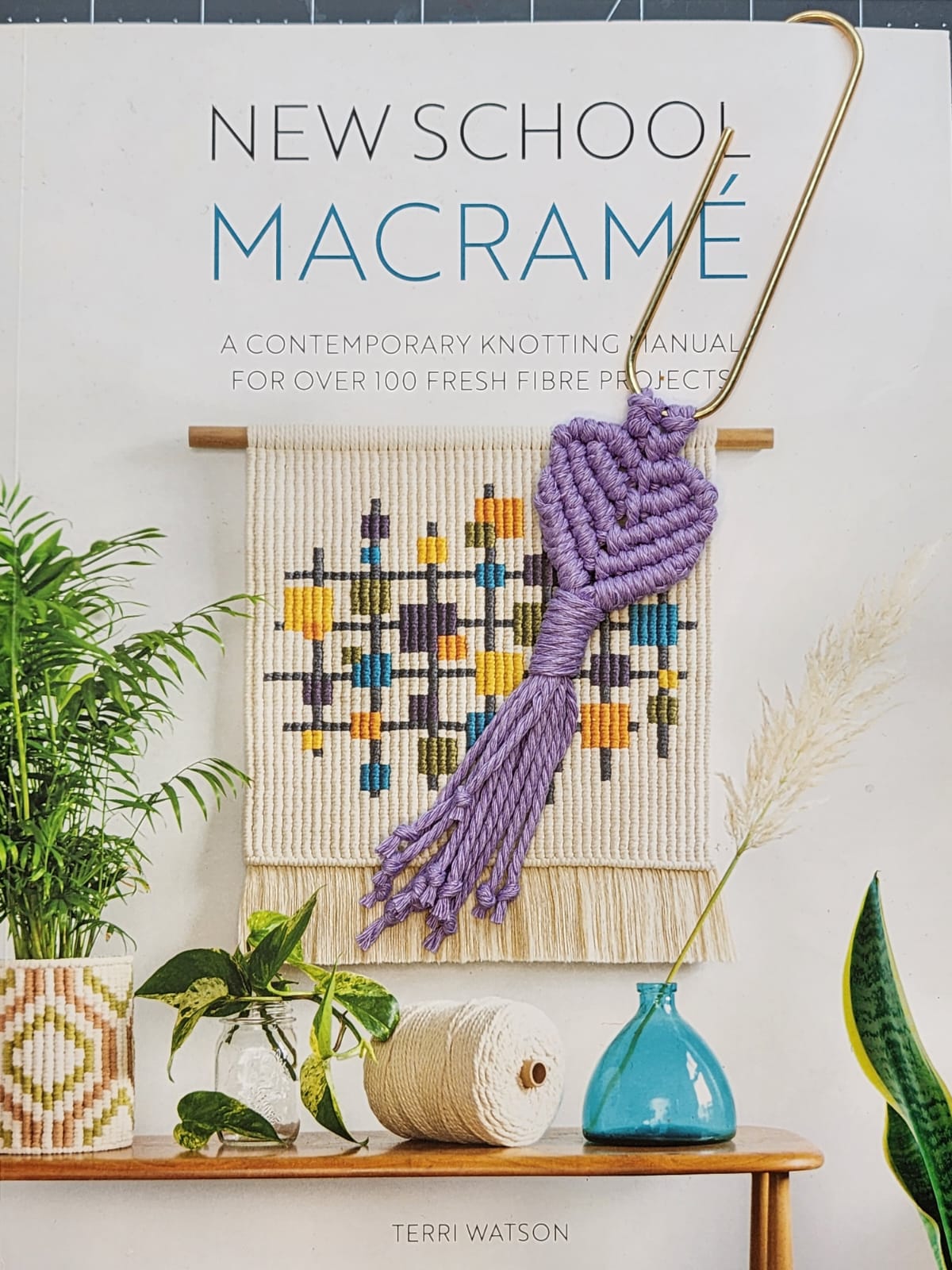 Handmade macrame paper clip bookmark