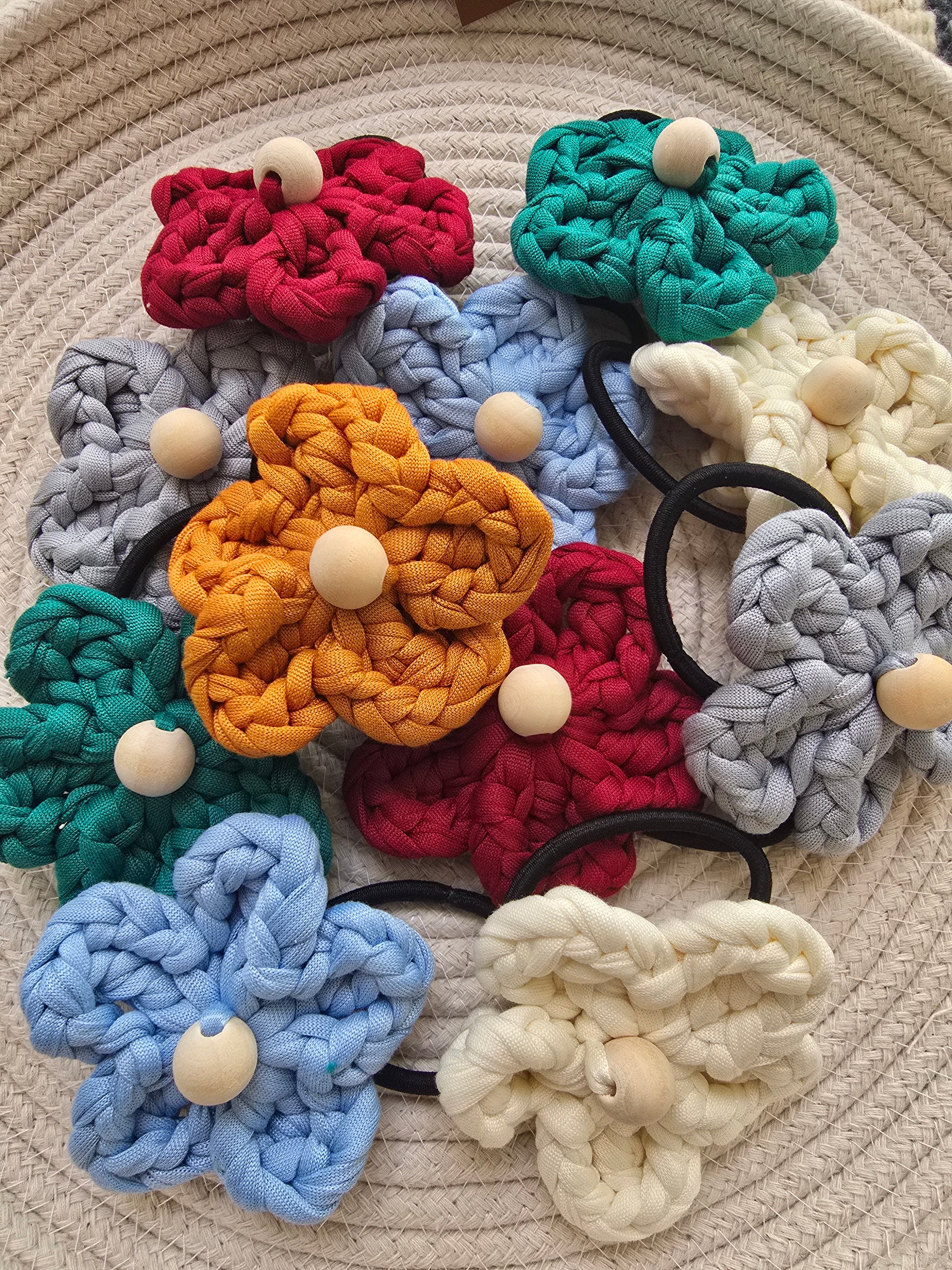 Handmade cotton hair flower accessory for girls