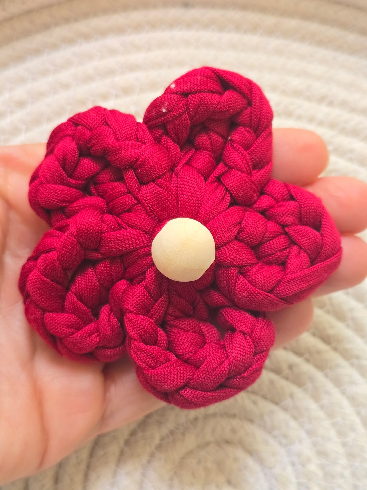 Floral handmade hair accessory with cotton flower