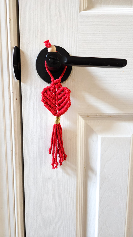 Handmade macrame heart door hanger