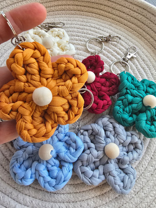 Handmade cotton flower keychain