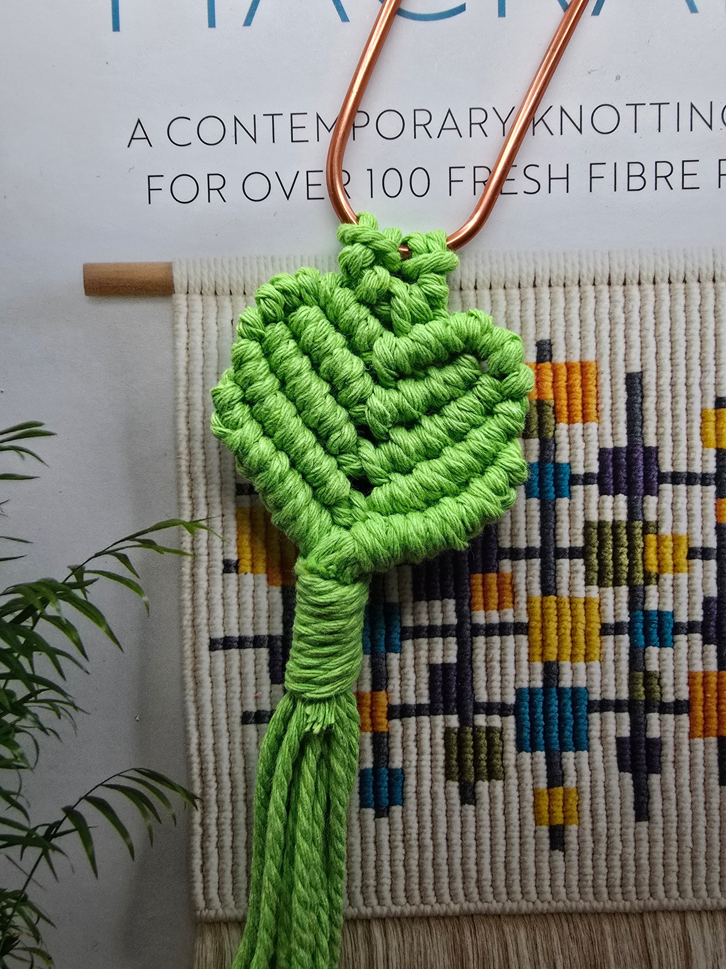 Decorative macrame paper clip bookmark