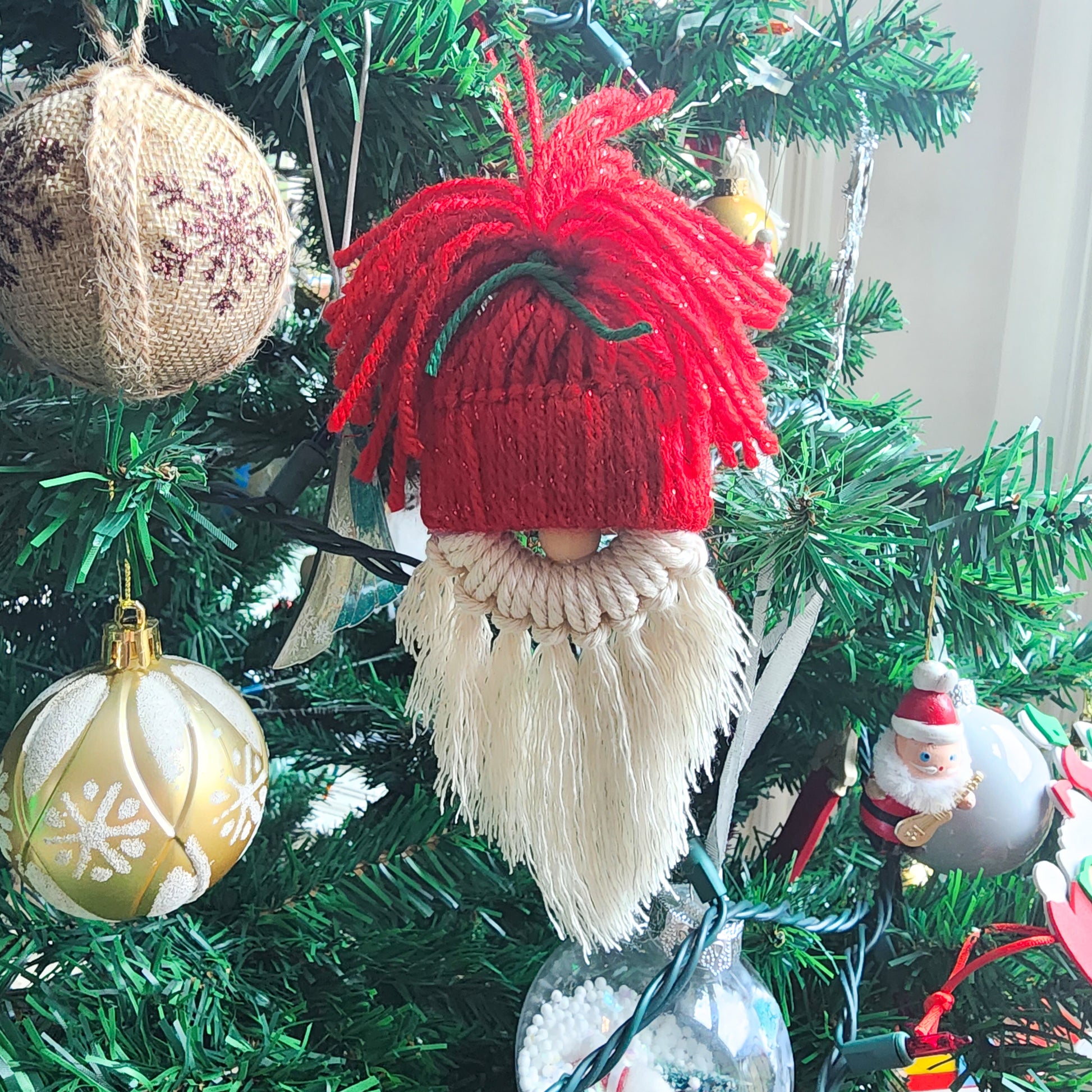 Cotton macrame Santa tree decoration