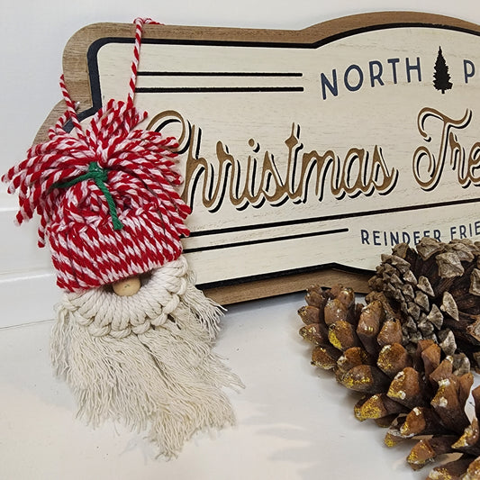 Handmade macrame Santa Christmas ornament