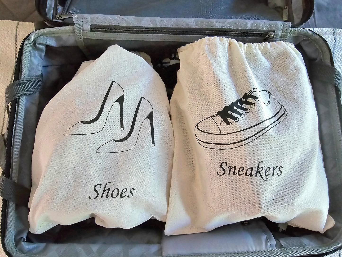 Cotton travel bag for storing shoes in suitcase