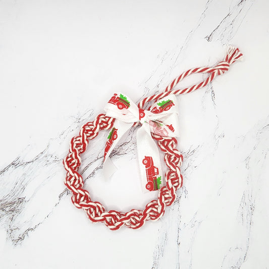 Handmade macrame mini wreath Christmas ornament