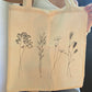 Cotton tote bag with floral print designs.