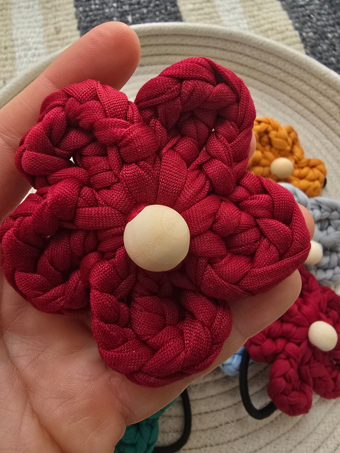 Handmade cotton hair flower accessory for girls