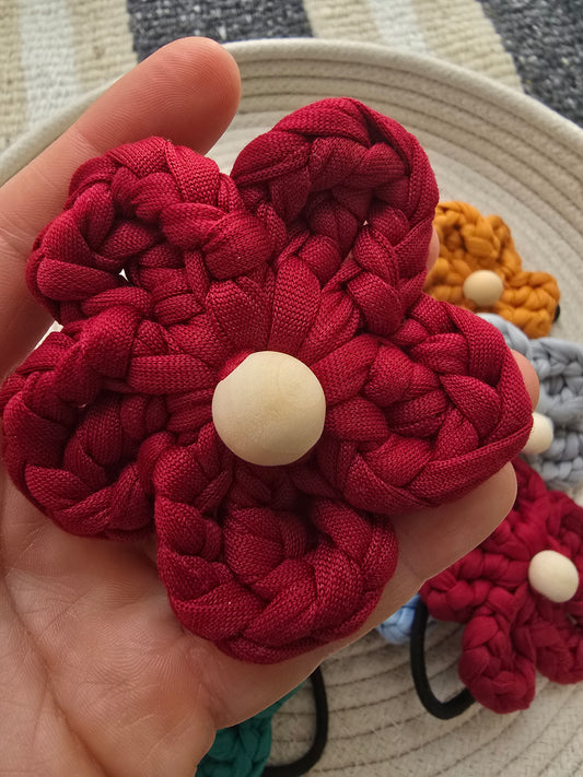 Handmade cotton hair flower accessory for girls