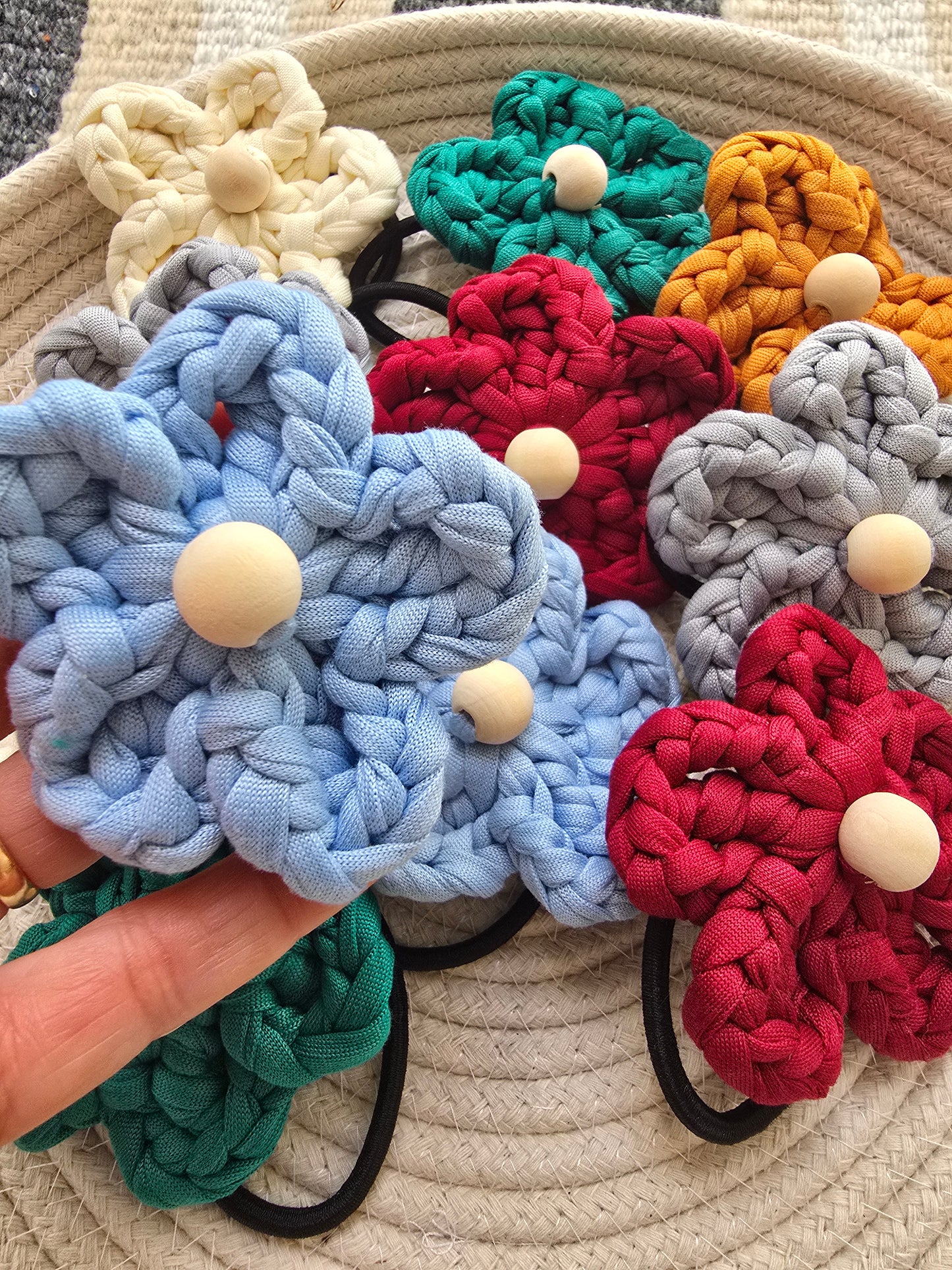 Floral handmade hair accessory with cotton flower