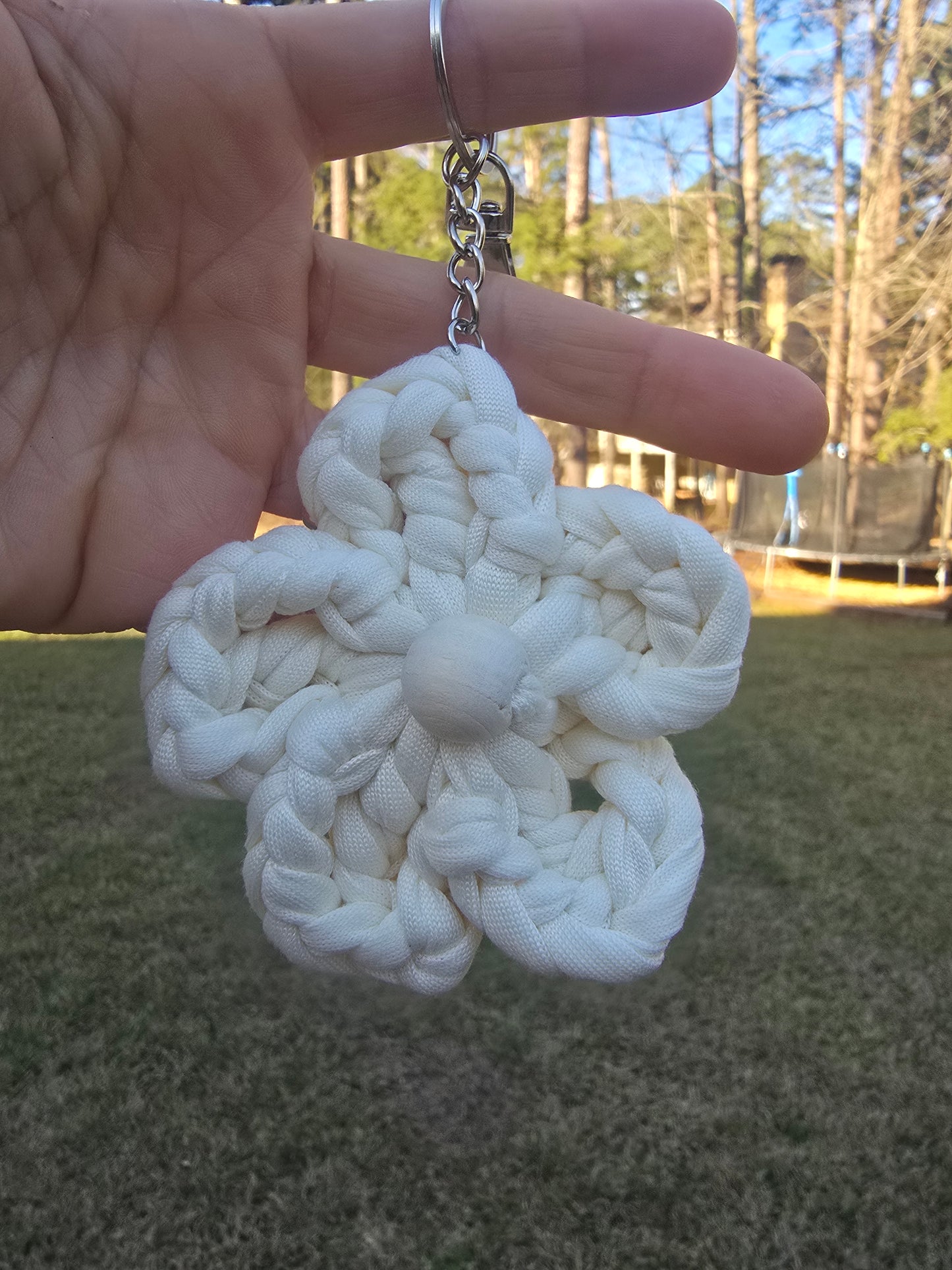 Handmade Flower Keychain – Cotton Floral Bag Charm