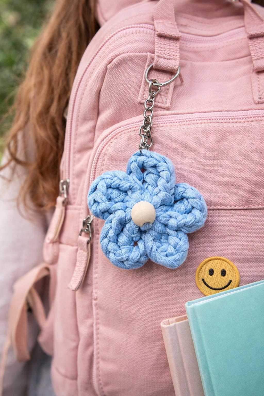 Handmade Flower Keychain – Cotton Floral Bag Charm
