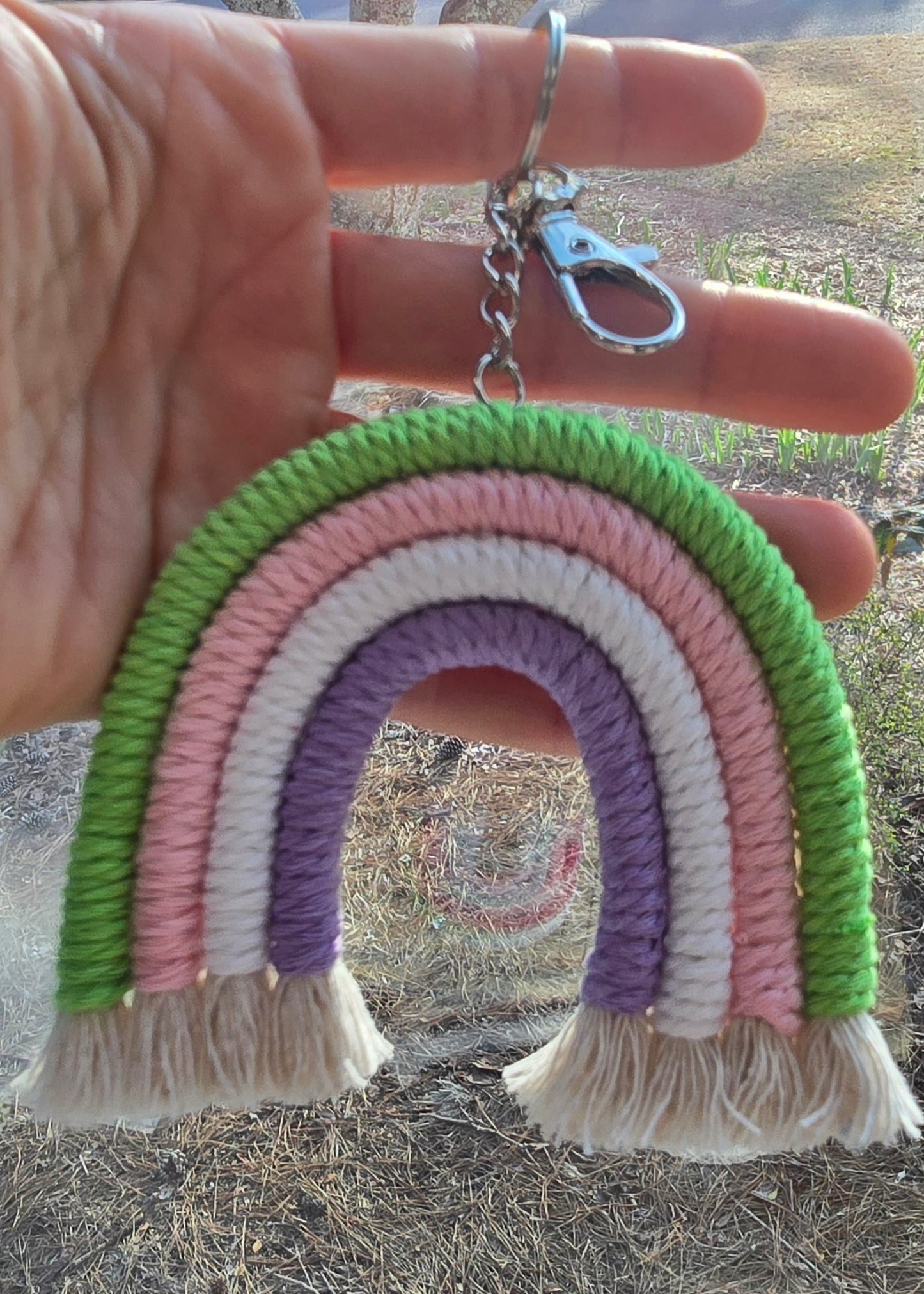 Macrame Rainbow Keychain