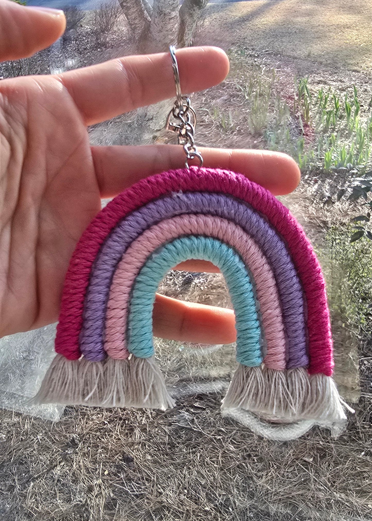 Macrame Rainbow Keychain