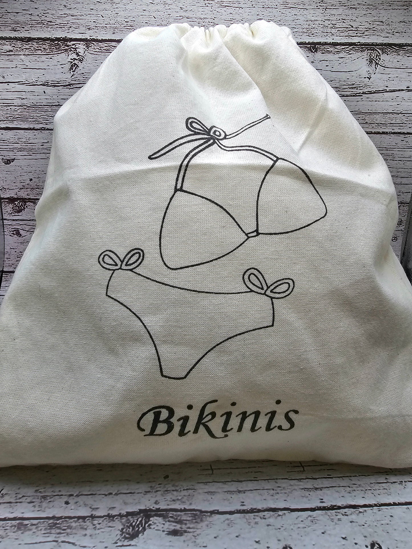 Cotton beach bag / Waterproof lined Swimwear Bag