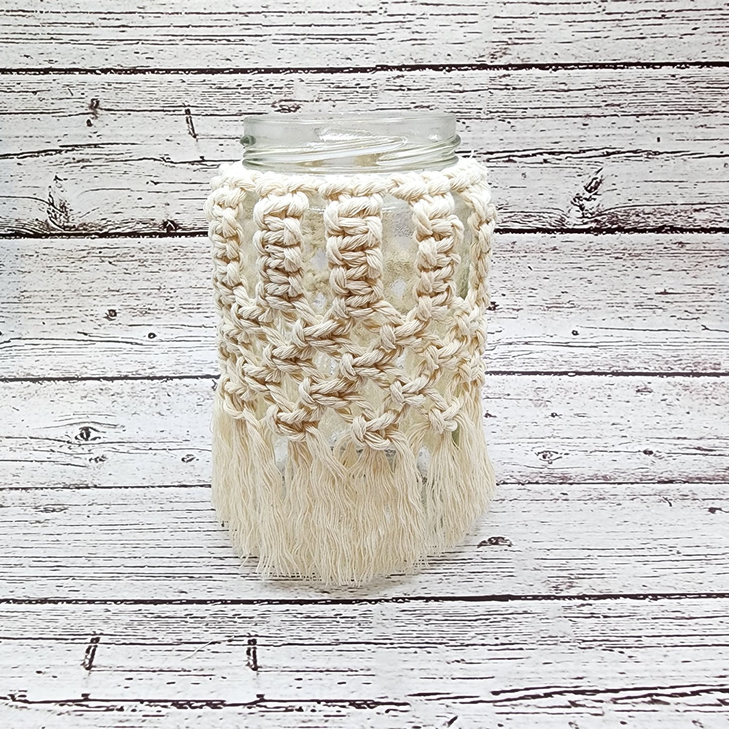 Macrame Boho Glass Candle Holder Tulip / Boho glass candle holder