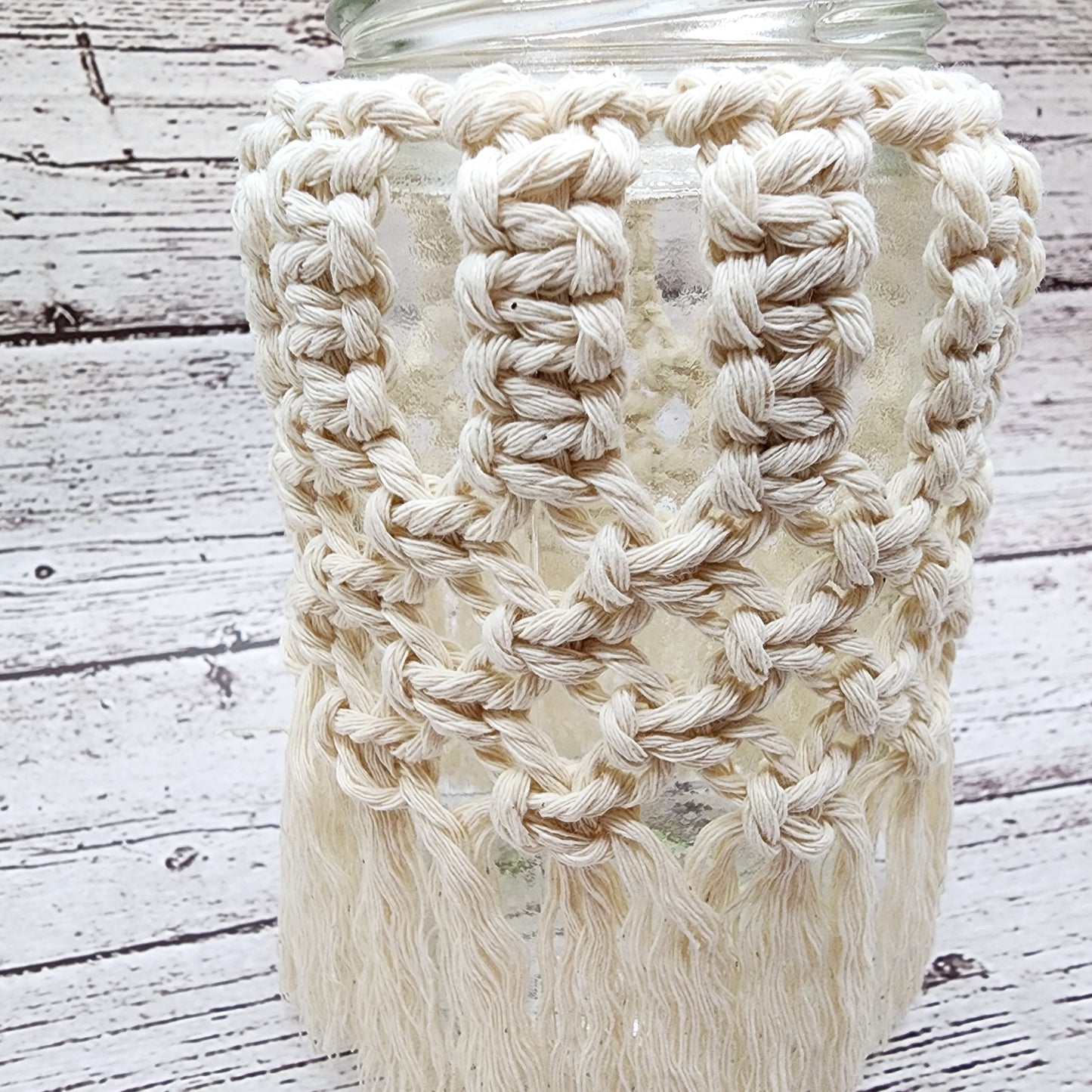 Macrame Boho Glass Candle Holder Tulip / Boho glass candle holder