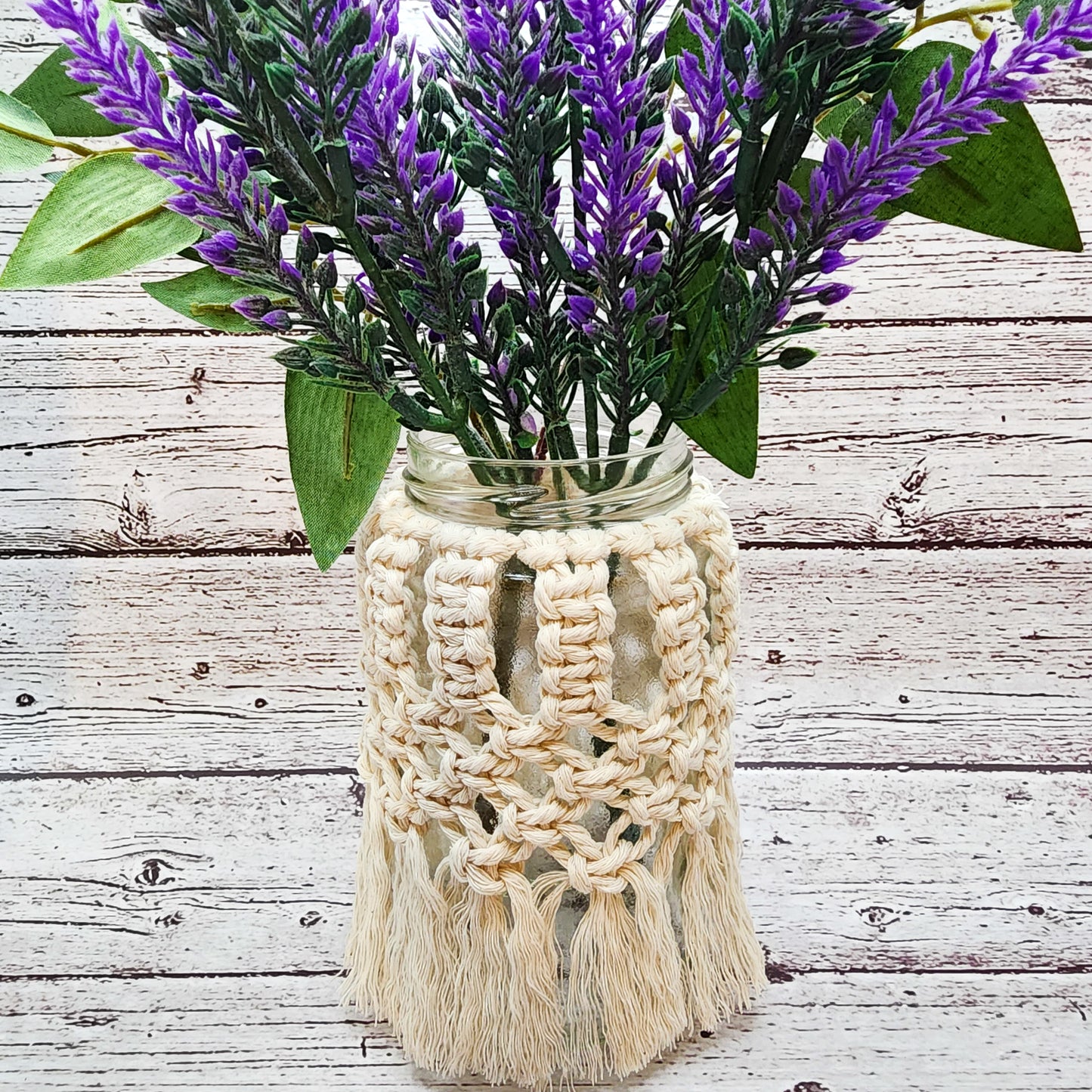 Macrame Boho Glass Candle Holder Tulip / Boho glass candle holder