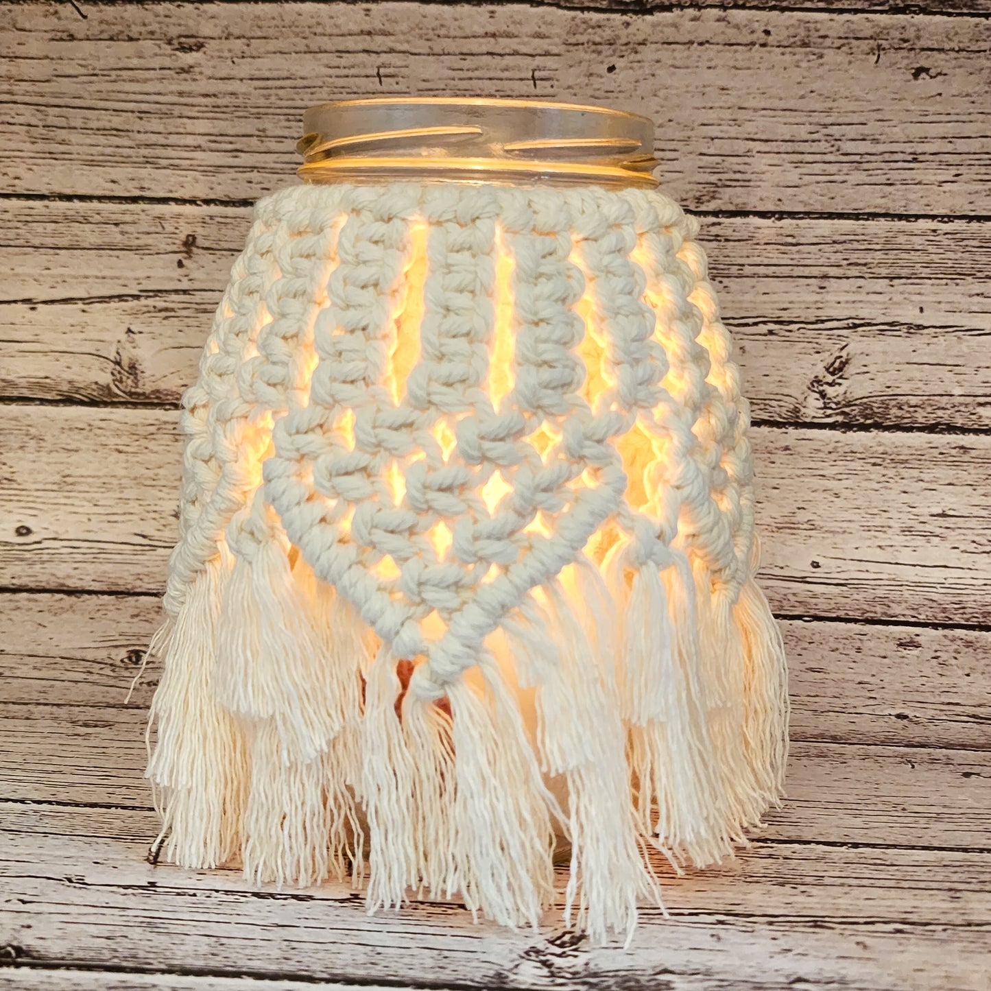 Handcrafted Boho Glass Candle Holder Magnolia / Macrame Candle Lantern