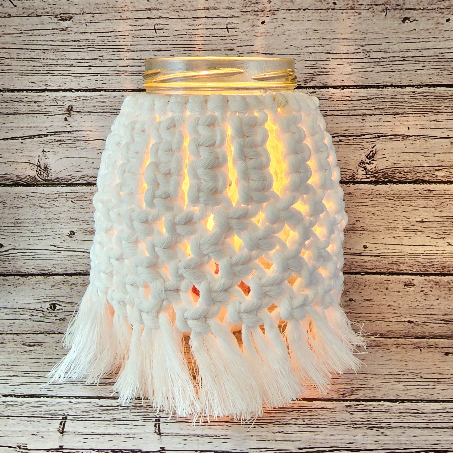 Macrame Boho Glass Candle Holder Tulip / Boho glass candle holder